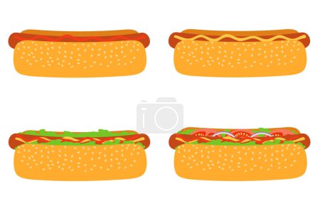 Téléchargez les illustrations : Hot dog fast food stock vecteur illustration isolé sur fond blanc - en licence libre de droit