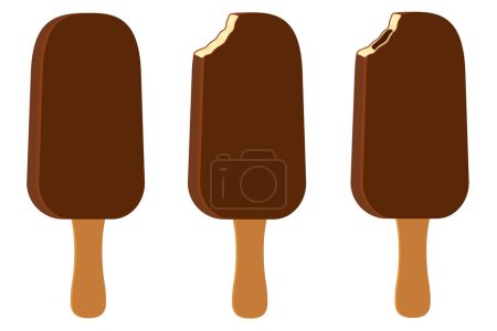 Téléchargez les illustrations : Crème glacée au chocolat glaçure sur bâton illustration vectorielle isolé sur fond blanc - en licence libre de droit