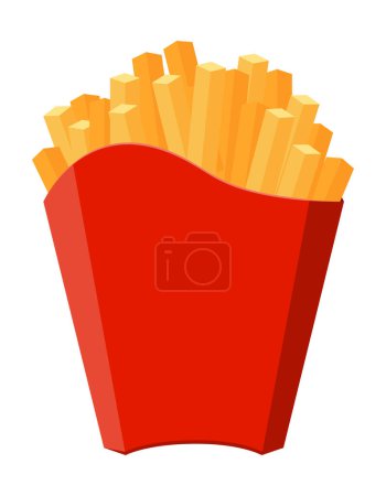 Illustration for French fries in carton pack stock vector illustration isolated on white background - Royalty Free Image