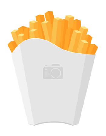 Ilustración de Papas fritas en cartón paquete stock vector ilustración aislado sobre fondo blanco - Imagen libre de derechos