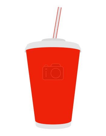 Illustration for Paper cup for soda stock vector illustration isolated on white background - Royalty Free Image