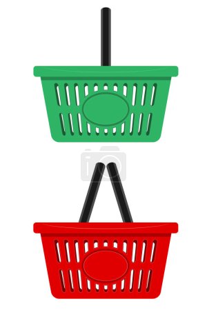 Ilustración de Cesta de la compra de plástico para la ilustración del vector de stock de la tienda aislado sobre fondo blanco - Imagen libre de derechos