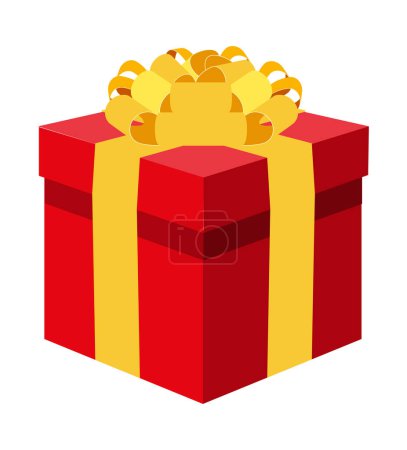 Téléchargez les illustrations : Boîte cadeau avec arc et ruban illustration vectorielle de stock isolé sur fond blanc - en licence libre de droit