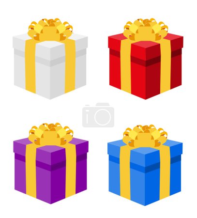 Illustration for Gift box with bow and ribbon stock vector illustration isolated on white background - Royalty Free Image