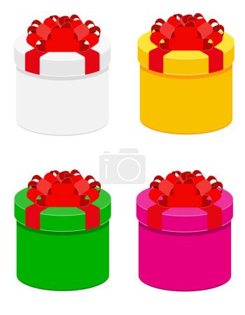 Téléchargez les illustrations : Boîte cadeau avec arc et ruban illustration vectorielle de stock isolé sur fond blanc - en licence libre de droit