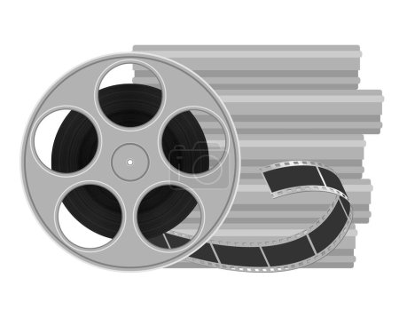 Ilustración de Carrete con película de cine vector ilustración aislado sobre fondo blanco - Imagen libre de derechos