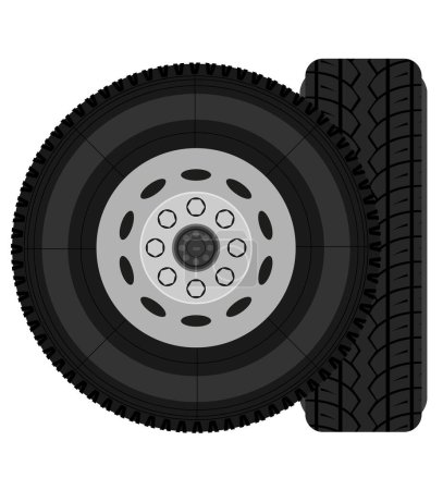 Illustration for Bus or truck wheel stock vector illustration isolated on white background - Royalty Free Image