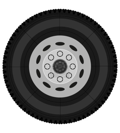 Illustration for Bus or truck wheel stock vector illustration isolated on white background - Royalty Free Image