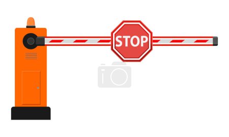 Illustration for Automatic barrier to adjust the movement of cars stock vector illustration isolated on white background - Royalty Free Image