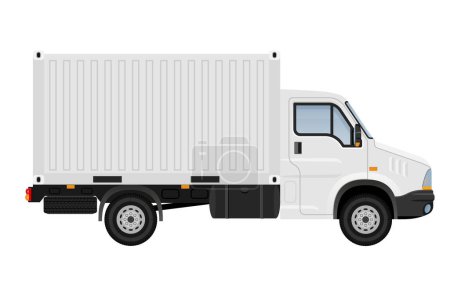 Ilustración de Camión pequeño camión furgoneta para el transporte de mercancías de carga vector ilustración aislado sobre fondo blanco - Imagen libre de derechos