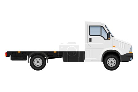 Téléchargez les illustrations : Petit camion van camion pour le transport de marchandises de marchandises illustration vectorielle de stock isolé sur fond blanc - en licence libre de droit