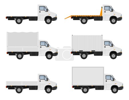Illustration for Small truck van lorry for transportation of cargo goods stock vector illustration isolated on white background - Royalty Free Image