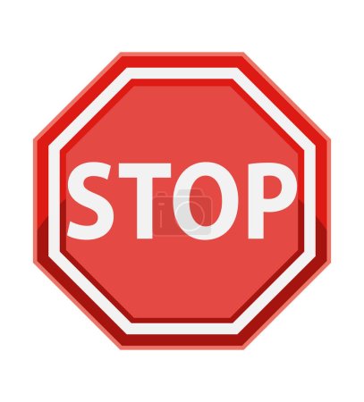 Téléchargez les illustrations : Stop panneau routier pour la régulation de la circulation illustration vectorielle de stock isolé sur fond blanc - en licence libre de droit