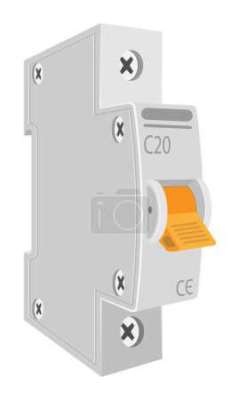 Ilustración de Interruptores eléctricos automáticos disyuntor stock vector ilustración aislado sobre fondo blanco - Imagen libre de derechos