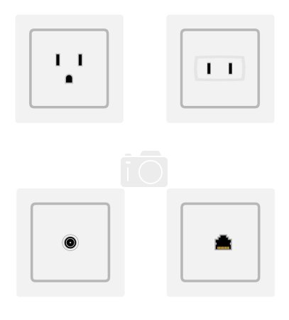 Illustration for Electrical socket outlet for indoor electricity wiring stock vector illustration isolated on white background - Royalty Free Image