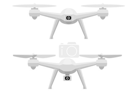 Illustration for Aerial mobile drone quadcopter smart quadrocopter for video and photo shooting stock vector illustration - Royalty Free Image