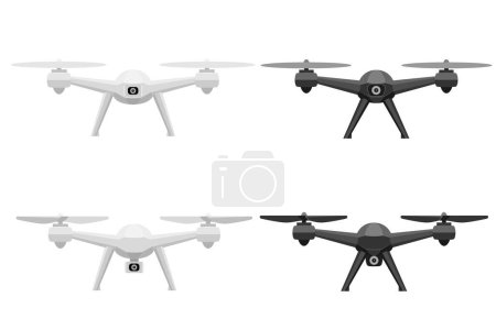 Ilustración de Avión teledirigido móvil aéreo quadcopter inteligente quadrocopter para la ilustración de vectores de imágenes y vídeos - Imagen libre de derechos