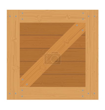 Téléchargez les illustrations : Boîte en bois pour la livraison et le transport de marchandises en illustration vectorielle en bois isolé sur fond blanc - en licence libre de droit