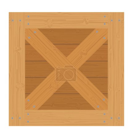 Téléchargez les illustrations : Boîte en bois pour la livraison et le transport de marchandises en illustration vectorielle en bois isolé sur fond blanc - en licence libre de droit