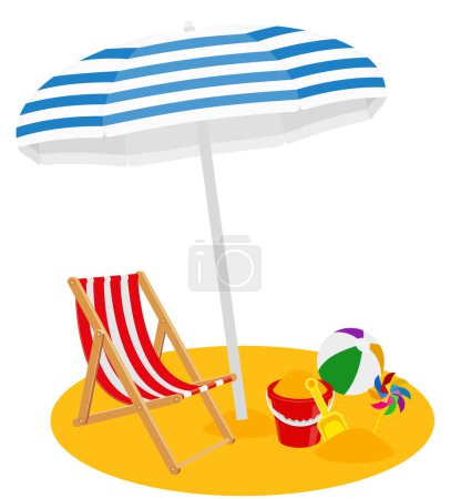 Ilustración de Playa y mar verano ocio objetos stock vector ilustración aislado sobre fondo blanco - Imagen libre de derechos