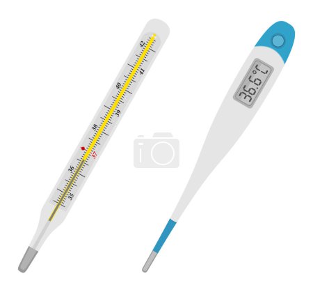 Illustration for Electronic and mercury medical thermometer stock vector illustration isolated on white background - Royalty Free Image