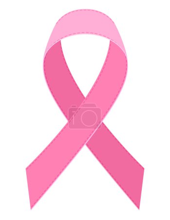 Illustration for Pink ribbon breast cancer awareness stock vector illustration isolated on white background - Royalty Free Image