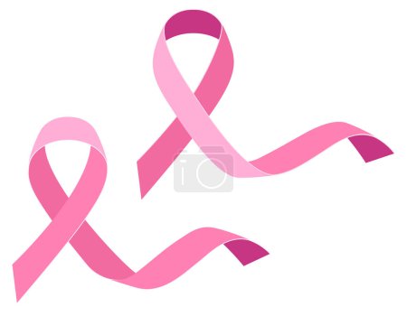 Ilustración de Cinta rosa cáncer de mama conciencia stock ilustración vectorial aislado sobre fondo blanco - Imagen libre de derechos