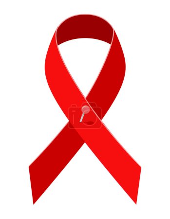 Illustration for Red ribbon aids awareness stock vector illustration isolated on white background - Royalty Free Image