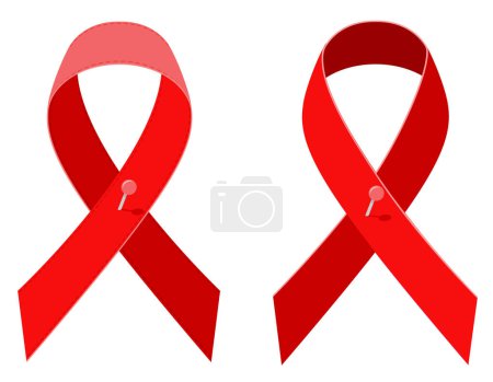 Illustration for Red ribbon aids awareness stock vector illustration isolated on white background - Royalty Free Image