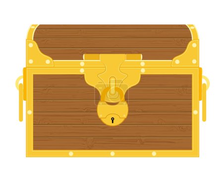 Illustration for Vintage wooden chest with stock vector illustration isolated on white background - Royalty Free Image