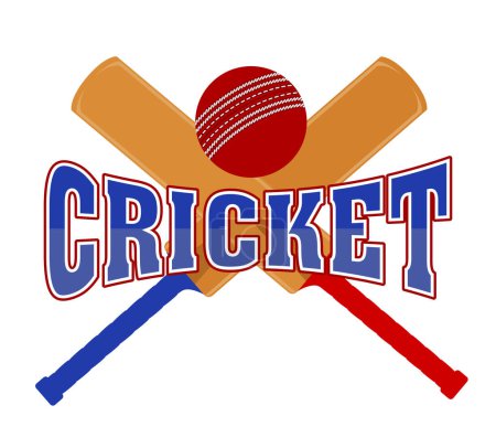 Illustration for Cricket bat and ball for a sports game stock vector illustration isolated on white background - Royalty Free Image