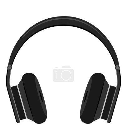 Illustration for Realistic black headphones stock vector illustration isolated on white background - Royalty Free Image