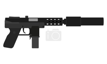 Illustration for Submachine machine hand gun weapons stock vector illustration isolated on white background - Royalty Free Image