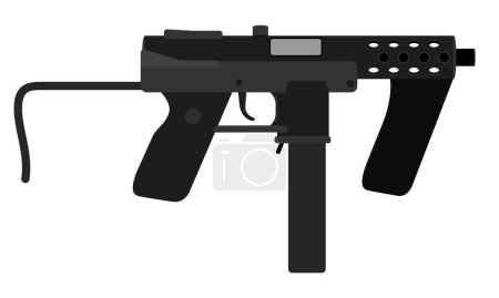 Ilustración de Submáquina ametralladora armas stock vector ilustración aislado sobre fondo blanco - Imagen libre de derechos