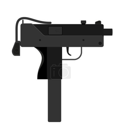 Téléchargez les illustrations : Sous-machine mitrailleuse armes de poing illustration vectorielle de stock isolé sur fond blanc - en licence libre de droit