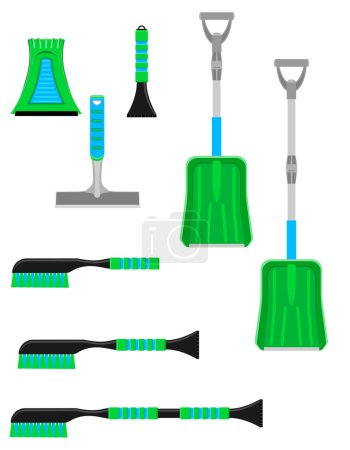 Ilustración de Coche nieve eliminación herramientas vector ilustración aislado sobre fondo blanco - Imagen libre de derechos