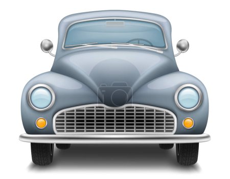 Téléchargez les illustrations : Vintage voiture vieux rétro obsolète véhicule de transport vectoriel illustration isolé sur fond blanc - en licence libre de droit