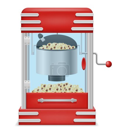 Téléchargez les illustrations : Popcorn faisant la machine illustration vectorielle de collation douce isolé sur fond blanc - en licence libre de droit