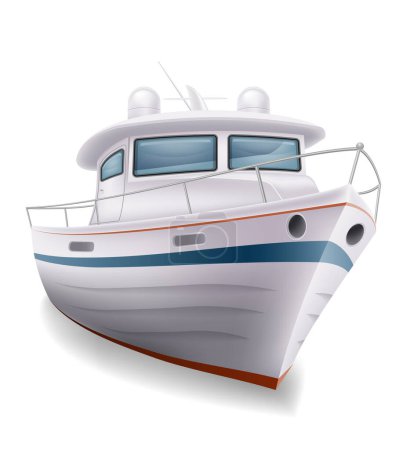Téléchargez les illustrations : Yacht à moteur bateau pour les voyages en mer illustration vectorielle isolé sur fond blanc - en licence libre de droit