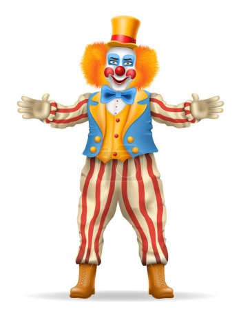 Illustration for Cheerful clown actor and circus character vector illustration isolated on background - Royalty Free Image