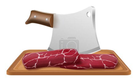 Ilustración de Cuchillo de chef carnicero para cortar ilustración vectorial de carne aislado sobre fondo blanco - Imagen libre de derechos