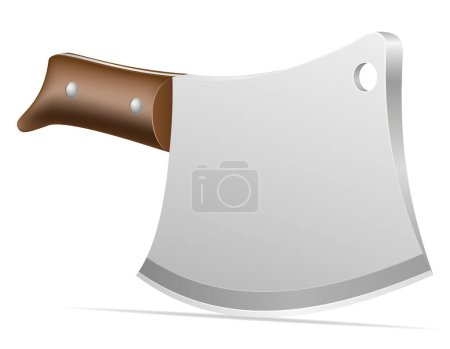 Téléchargez les illustrations : Couteau de chef boucher pour découper l'illustration vectorielle de viande isolé sur fond blanc - en licence libre de droit
