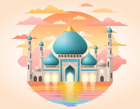 Téléchargez les illustrations : Mosquée musulmane islamique pour les prières illustration vectorielle stock - en licence libre de droit