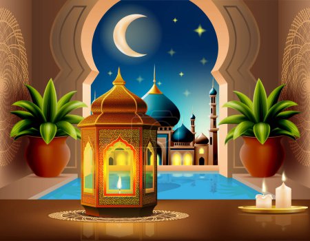Ilustración de Islámico mezquita musulmanes para oraciones stock vector ilustración - Imagen libre de derechos