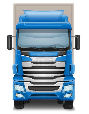 Téléchargez les illustrations : Camion de fret livraison de wagons fret et grande illustration vectorielle isolé sur fond blanc - en licence libre de droit