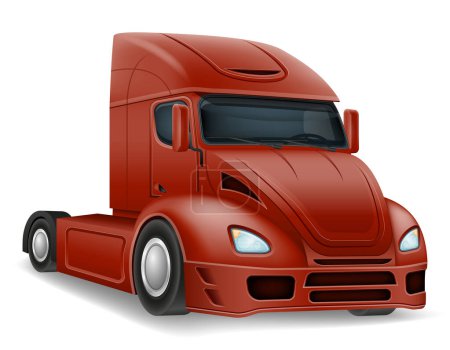Téléchargez les illustrations : Camion de fret livraison de wagons fret et grande illustration vectorielle isolé sur fond blanc - en licence libre de droit
