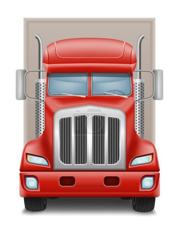 Illustration for Freight truck car delivery cargo anl big vector illustration isolated on white background - Royalty Free Image