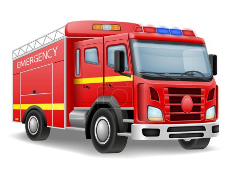 Téléchargez les illustrations : Illustration vectorielle de véhicule automobile de pompier isolé sur fond blanc - en licence libre de droit