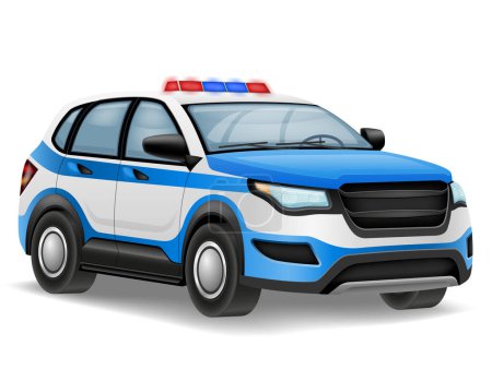 Téléchargez les illustrations : Illustration vectorielle de véhicule automobile de police isolé sur fond blanc - en licence libre de droit