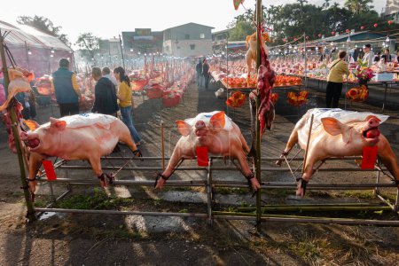 Téléchargez les photos : Nantou, Taiwan - 21 décembre 2019 : Le carnaval et le sacrifice du taoïsme Shuili auront lieu tous les 12 ans au canton de Shuili, comté de Nantou, Taïwan - en image libre de droit